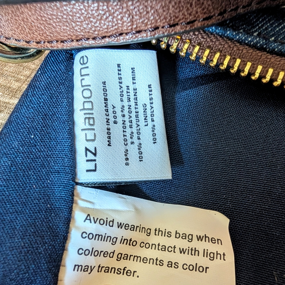 Liz Claiborne Denim And Leather Crossbody Bag - Picture 16 of 16